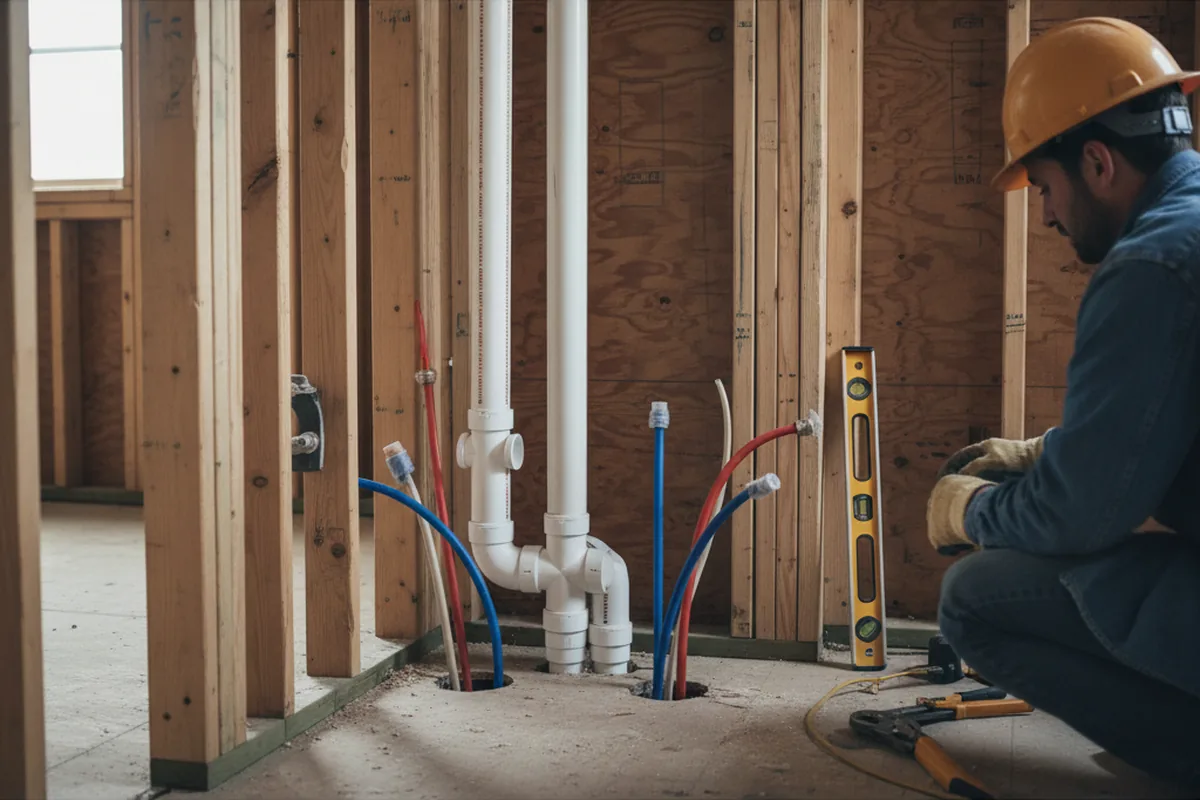 Drain and supply rough-in during Garbage Disposal Repair in Star Junction